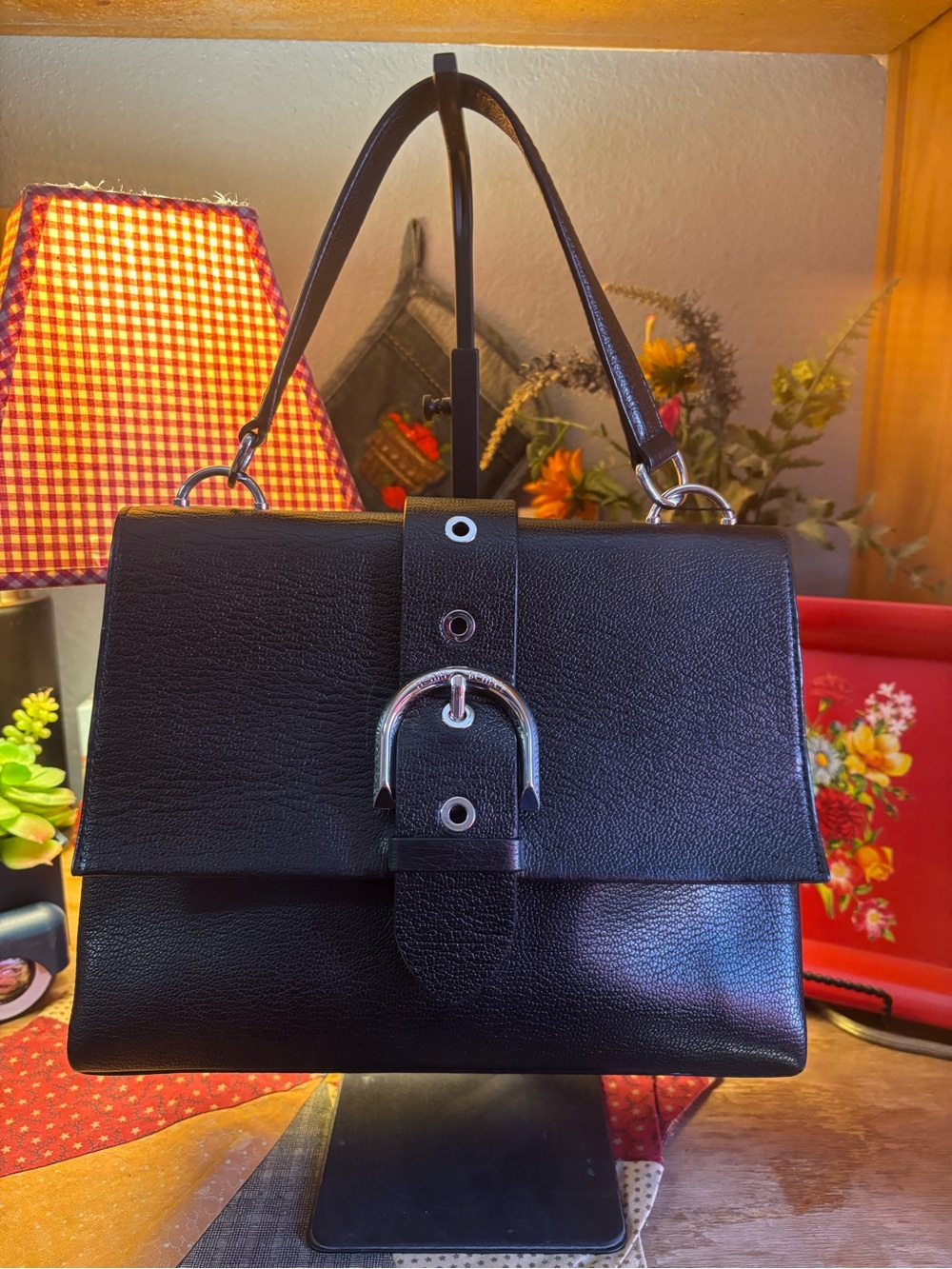 Henri Bendel  Black Leather New York Satchel